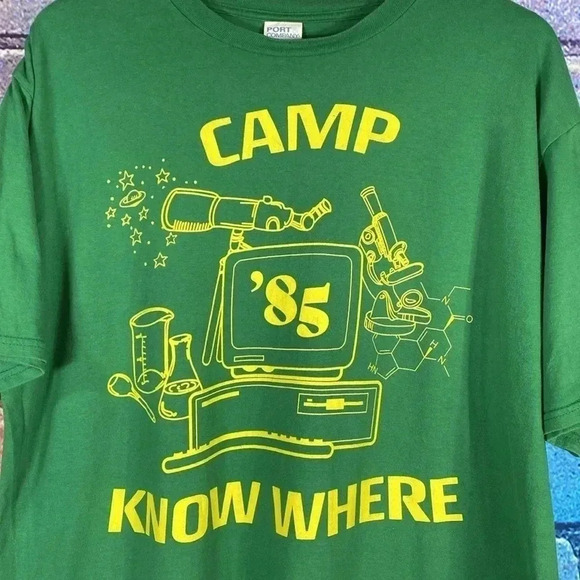 Netflix Official Merchandise Funny T-Shirt Camp Know Where Green XL - Picture 2 of 5